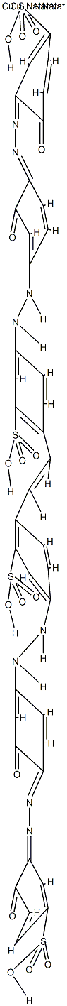 [Μ-[[2,2'-(1,2-乙烯二基)二[5-[[3-羟基-4-[[2-(羟基)-5-磺苯基]偶氮]苯基]偶氮]苯磺酸基]]]]合二铜酸四钠结构式