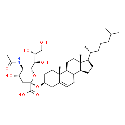 D-glycero-alpha-D-galacto-2-Nonulopyranosonic acid, 5-(acetylamino)-3, 5-dideoxy-, (3beta)-cholest-5-en-3-yl ester Structure