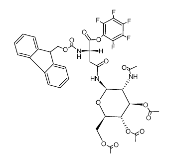 Nγ-(2-acetamido-3,4,6-tri-O-acetyl-2-deoxy-β-D-glucopyranosyl)-Nα-(fluoren-9-ylmethoxycarbonyl)-L-asparagine pentafluorophenyl ester Structure