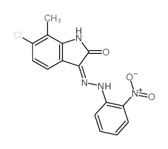 6-chloro-7-methyl-3-[2-(2-nitrophenyl)hydrazinyl]indol-2-one结构式