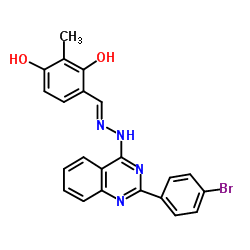 4-[(E)-{[2-(4-Bromophenyl)-4-quinazolinyl]hydrazono}methyl]-2-methyl-1,3-benzenediol结构式