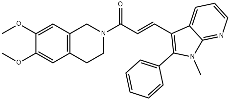 (E)-1-(6,7-dimethoxy-3,4-dihydro-1H-isoquinolin-2-yl)-3-(1-methyl-2-phenylpyrrolo[2,3-b]pyridin-3-yl)prop-2-en-1-one Structure