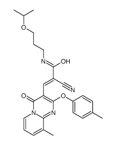 2-cyano-3-[9-methyl-2-(4-methylphenoxy)-4-oxopyrido[1,2-a]pyrimidin-3-yl]-N-(3-propan-2-yloxypropyl)prop-2-enamide结构式