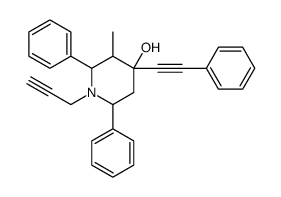 3-methyl-2,6-diphenyl-4-(2-phenylethynyl)-1-prop-2-ynylpiperidin-4-ol结构式