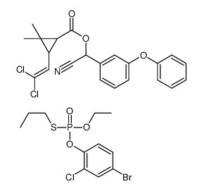 4-bromo-2-chloro-1-[ethoxy(propylsulfanyl)phosphoryl]oxybenzene,[cyano-(3-phenoxyphenyl)methyl] 3-(2,2-dichloroethenyl)-2,2-dimethylcyclopropane-1-carboxylate结构式