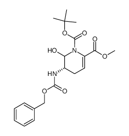 methyl (6RS,5S)-5-benzyloxycarbonylamino-6-hydroxy-1-t-butoxycarbonyl-4,5,6-trihydropyridine-2-carboxylate Structure