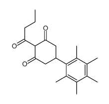 2-butanoyl-5-(2,3,4,5,6-pentamethylphenyl)cyclohexane-1,3-dione结构式