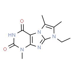 1-Ethyl-2,3,7-trimethyl-1H,7H-1,3a,5,7,8-pentaaza-cyclopenta[a]indene-4,6-dione Structure