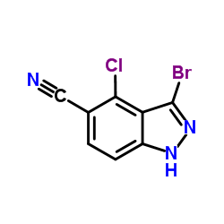 3-Bromo-4-chloro-1H-indazole-5-carbonitrile Structure