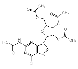 [5-(2-acetamido-6-chloro-purin-9-yl)-3,4-diacetyloxy-oxolan-2-yl]methyl acetate结构式