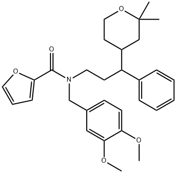 N-[(3,4-dimethoxyphenyl)methyl]-N-[3-(2,2-dimethyloxan-4-yl)-3-phenylpropyl]furan-2-carboxamide结构式