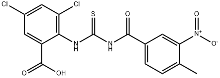 3,5-dichloro-2-[[[(4-methyl-3-nitrobenzoyl)amino]thioxomethyl]amino]-benzoic acid结构式