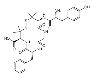 D-Valine, L-tyrosyl-3-mercapto-D-valylglycyl-L-phenylalanyl-3-mercapto-, cyclic (2→5)-disulfide结构式