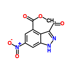 Methyl 3-formyl-6-nitro-1H-indazole-4-carboxylate structure