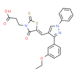 3-[(5Z)-5-{[3-(3-ethoxyphenyl)-1-phenyl-1H-pyrazol-4-yl]methylidene}-4-oxo-2-thioxo-1,3-thiazolidin-3-yl]propanoic acid结构式