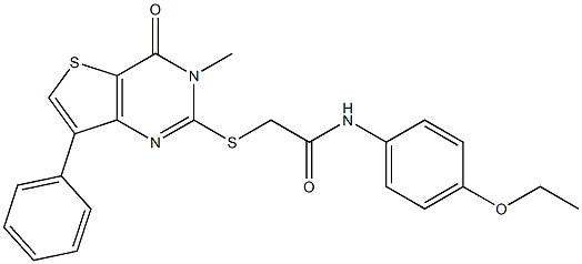 N-(4-ethoxyphenyl)-2-(3-methyl-4-oxo-7-phenylthieno[3,2-d]pyrimidin-2-yl)sulfanylacetamide结构式