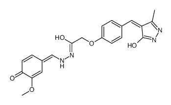 N'-[(Z)-(3-methoxy-4-oxocyclohexa-2,5-dien-1-ylidene)methyl]-2-[4-[(Z)-(3-methyl-5-oxo-1H-pyrazol-4-ylidene)methyl]phenoxy]acetohydrazide Structure