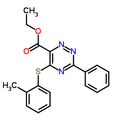 Ethyl 5-[(2-methylphenyl)sulfanyl]-3-phenyl-1,2,4-triazine-6-carboxylate结构式