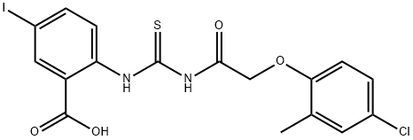 2-[[[[(4-chloro-2-methylphenoxy)acetyl]amino]thioxomethyl]amino]-5-iodo-benzoic acid Structure