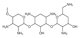 6-O-(2,3-Diamino-4-O-methyl-2,3-dideoxy-α-D-xylopyranosyl)-4-O-(2,6-diamino-2,4,6-trideoxy-α-D-xylo-hexopyranosyl)-2-deoxy-D-streptamine Structure