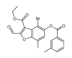 ethyl 4-bromo-2-formyl-7-methyl-5-(3-methylbenzoyl)oxy-1-benzofuran-3-carboxylate结构式