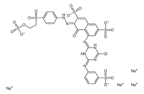 5-[[4-chloro-6-[(3-sulphophenyl)amino]-1,3,5-triazin-2-yl]amino]-4-hydroxy-3-[[4-[[2-(sulphooxy)ethyl]sulphonyl]phenyl]azo]naphthalene-2,7-disulphonic acid, sodium salt Structure