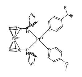 (1,1'-bis(diphenylphosphino)ferrocene)Pt(C6H4-4-OMe)(C6H4-4-CF3) Structure