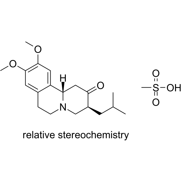 (3S,11bS)-9,10-dimethoxy-3-(2-methylpropyl)-1,3,4,6,7,11b-hexahydrobenzo[a]quinolizin-2-one,methanesulfonic acid结构式