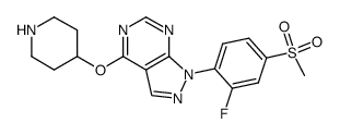 1-(2-fluoro-4-methanesulfonyl-phenyl)-4-(piperidin-4-yloxy)-1H-pyrazolo[3,4-d]pyrimidine Structure