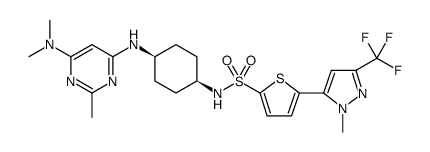 2-Thiophenesulfonamide, N-[cis-4-[[6-(dimethylamino)-2-methyl-4-pyrimidinyl]amino]cyclohexyl]-5-[1-methyl-3-(trifluoromethyl)-1H-pyrazol-5-yl] Structure