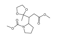 methyl 2-(3-methoxy-1-(2-methyl-1,3-dioxolan-2-yl)-3-oxopropyl)pyrrolidine-1-carboxylate结构式