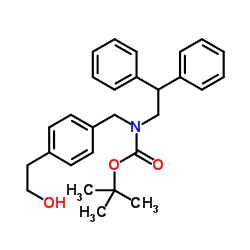 2-Methyl-2-propanyl (2,2-diphenylethyl)[4-(2-hydroxyethyl)benzyl]carbamate结构式