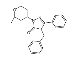 4-benzyl-2-(2,2-dimethyloxan-4-yl)-5-phenyl-4H-pyrazol-3-one结构式