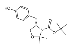 N-(tert-butoxycarbonyl)-2,2-dimethyl-4-(4-hydroxyphenyl)-1,3-oxazolidine结构式