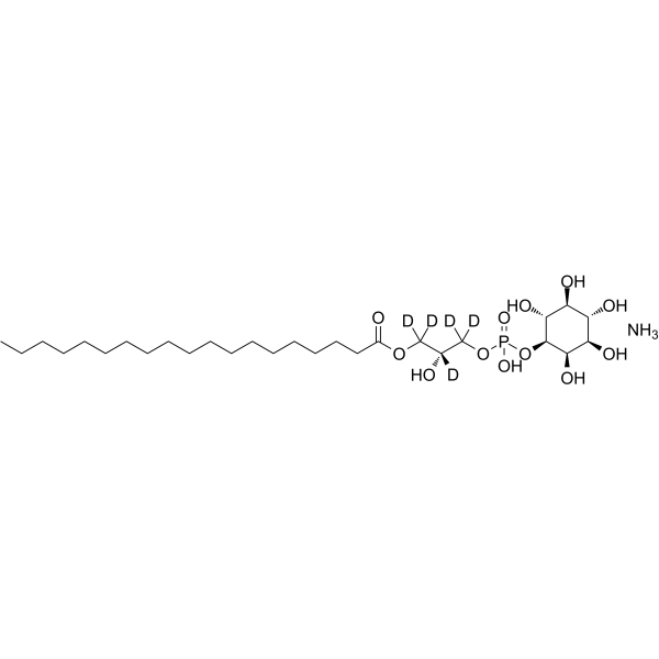 D-myo-Inositol, 1-[(2R)-2-hydroxy-3-[(1-oxononadecyl)oxy]propyl-1,1,2,3,3-d5 hydrogen phosphate], ammonium salt (1:1)结构式