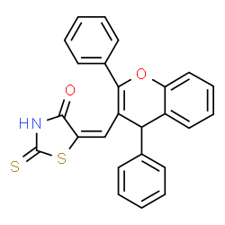 (5E)-5-[(2,4-diphenyl-4H-chromen-3-yl)methylidene]-2-thioxo-1,3-thiazolidin-4-one结构式