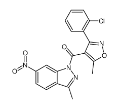 1-[3-(2-chloro-phenyl)-5-methyl-isoxazole-4-carbonyl]-3-methyl-6-nitro-1H-indazole结构式