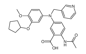 3-cyclopentyloxy-4-methoxy-N-(4-acetamido-3-carboxyphenyl)-N-(3-pyridylmethyl)aniline结构式