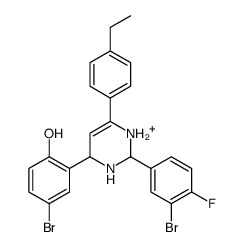 4-bromo-2-[2-(3-bromo-4-fluorophenyl)-6-(4-ethylphenyl)-1,2,3,4-tetrahydropyrimidin-3-ium-4-yl]phenol Structure