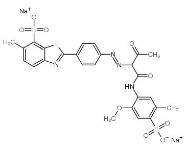 disodium 2-[4-[[1-[[(2-methoxy-5-methyl-4-sulphonatophenyl)amino]carbonyl]-2-oxopropyl]azo]phenyl]-6-methylbenzothiazole-7-sulphonate structure