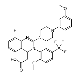 {8-Fluoro-2-[4-(3-methoxyphenyl)-1-piperazinyl]-3-[2-methoxy-5-(t rifluoromethyl)phenyl]-3,4-dihydro-4-quinazolinyl}acetic acid Structure