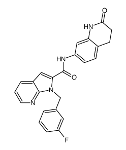 N-(2-oxo-1,2,3,4-tetrahydroquinol-7-yl)-1-[(3-fluorophenyl)methyl]-1H-pyrrolo[2,3-b]pyridine-2-carboxamide结构式