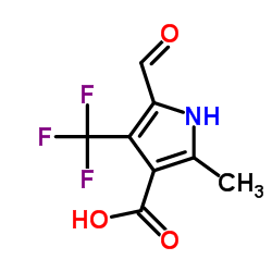 5-Formyl-2-methyl-4-(trifluoromethyl)-1H-pyrrole-3-carboxylic acid结构式