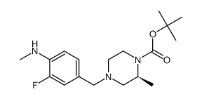 1,1-dimethylethyl (2S)-4-{[3-fluoro-4-(methylamino)phenyl]methyl}-2-methyl-1-piperazinecarboxylate Structure