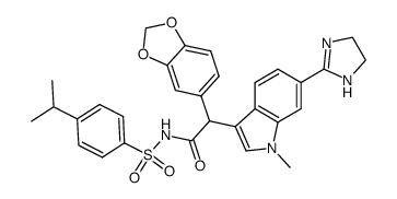 3-{1-(1,3-Benzodioxol-5-yl)-2-[(4-isopropylphenyl)sulfonamido]-2-oxoethyl}-6-(4,5-dihydro-1H-2-imidazolyl)-1-methyl-1H-indole Structure