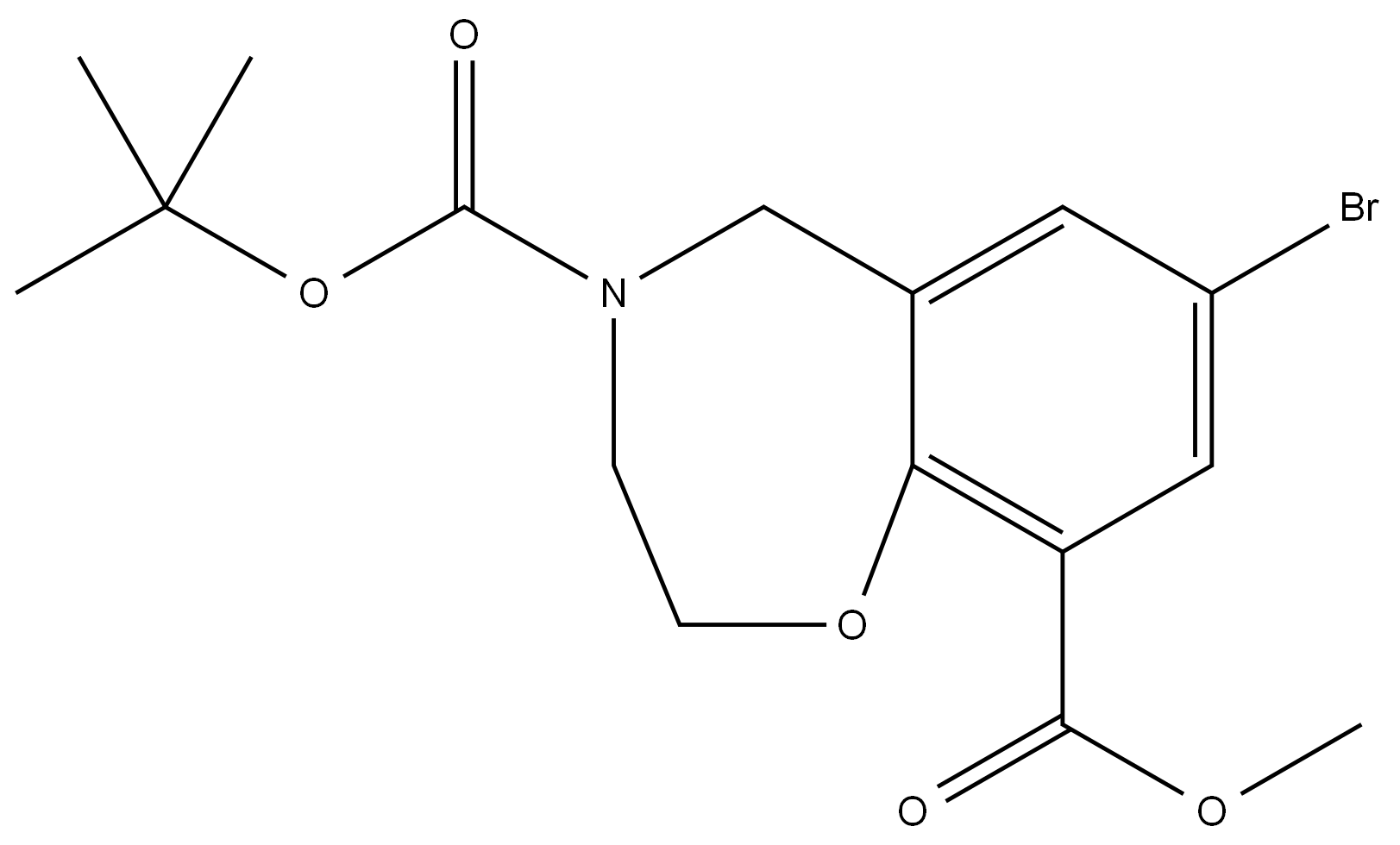 4-tert-butyl 9-methyl 7-bromo-2,3-dihydrobenzo[f][1,4]oxazepine-4,9(5H)-dicarboxylate(WX142320)结构式