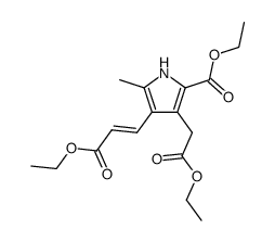 3-ethoxycarbonylmethyl-4-(2-ethoxycarbonyl-vinyl)-5-methyl-pyrrole-2-carboxylic acid ethyl ester结构式