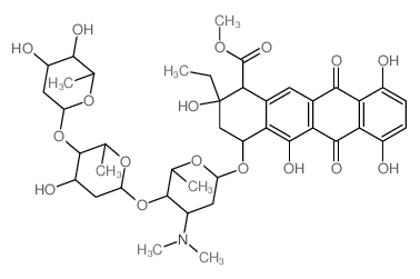 1-Naphthacenecarboxylic acid,4-[[O-2,6-dideoxy-R-L-lyxohexopyranosyl-( 1f4)-O-2,6-dideoxy-R-Llyxo- hexopyranosyl-(1f4)-2,3,6-trideoxy-3- (dimethylamino)-R-L-lyxo-hexopyranosyl]oxy]- 2-ethyl-1,2,3,4,6, picture