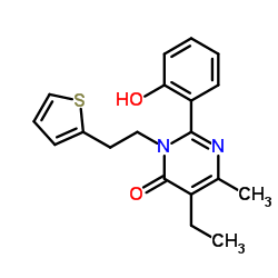 5-Ethyl-2-(2-hydroxyphenyl)-6-methyl-3-[2-(2-thienyl)ethyl]-4(3H)-pyrimidinone结构式