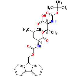 O-(((((9H-荧光素-9-基)甲氧基)羰)-L-亮氨酰)-N-(叔丁氧羰基)-L-苏氨酸结构式